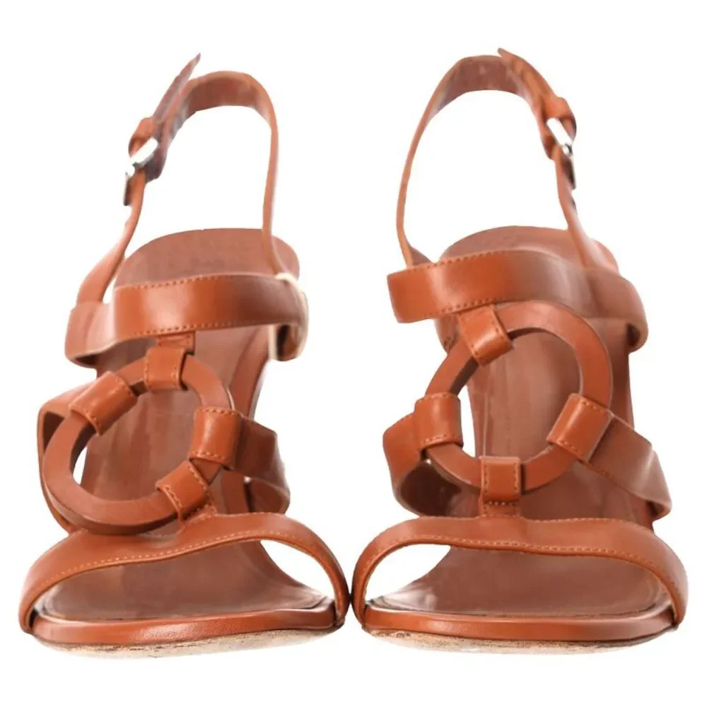 Loro Piana Ankle Strap Sandals in Brown Leather